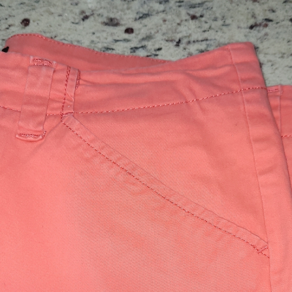 Lee Coral & Khaki Tan Mid-Rise Shorts Casual Cotton Blend Regular Fit Women's 8 - Picture 6 of 15